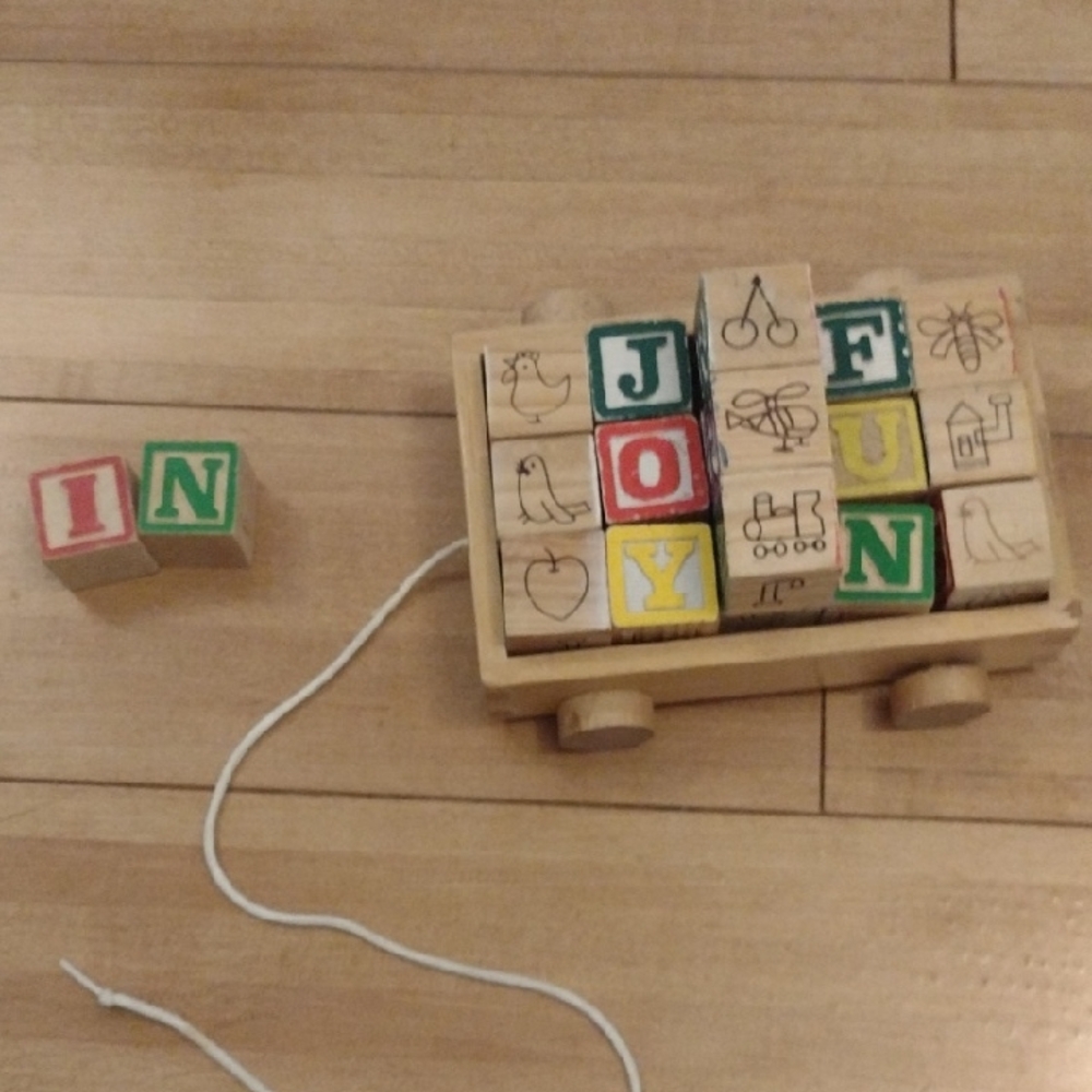 Colorful Wooden Alphabet Blocks Pull Toy
